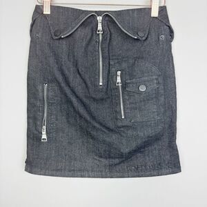 HACULLA | Multi Zipper Denim Style Mini Skirt Foldover Waist Women’s Size Small